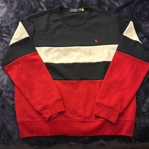 Red, white, and blue striped Polo by Ralph Lauren jersey Crewneck sweatshirt
